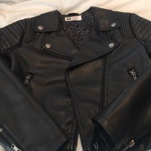 H&M Black faux leather jacket.